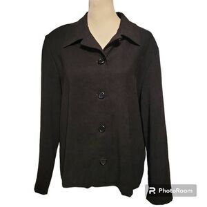 NWT Briggs New York Petite Black Long Sleeve 5 Button Down Women's Blazer Jacket